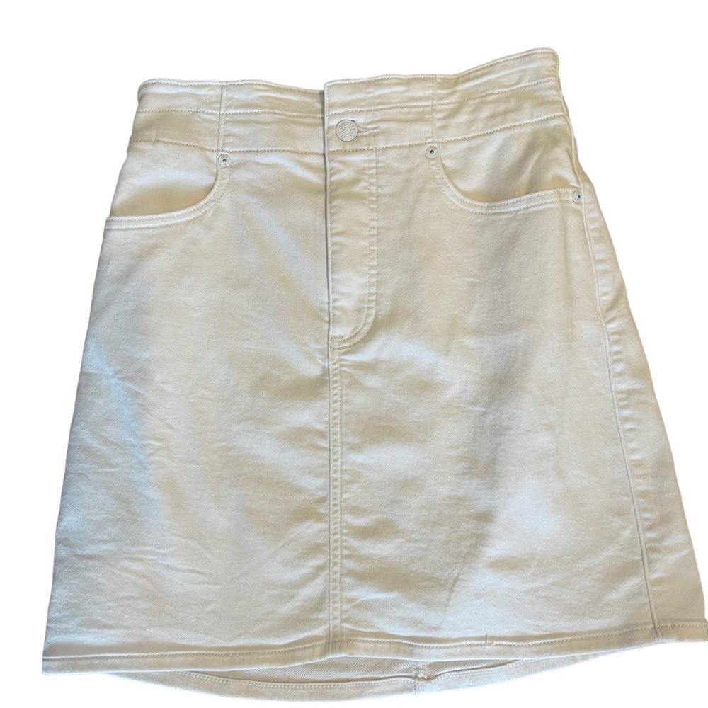 Express Women's staple High Waisted Denim White Skirt Size Small EUC